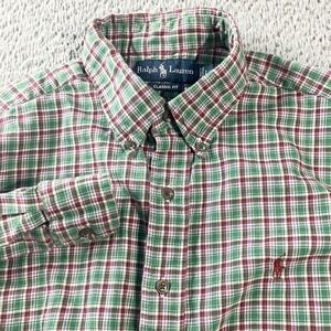 Ralph Lauren Shirt Mens Large Green Plaid Classic Fit Long Sleeve Button Down‎